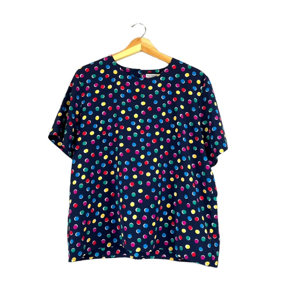 Vintage Notations Polka Dot Blouse L